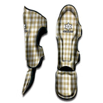 Beige And White Gingham Pattern Print Muay Thai Shin Guard