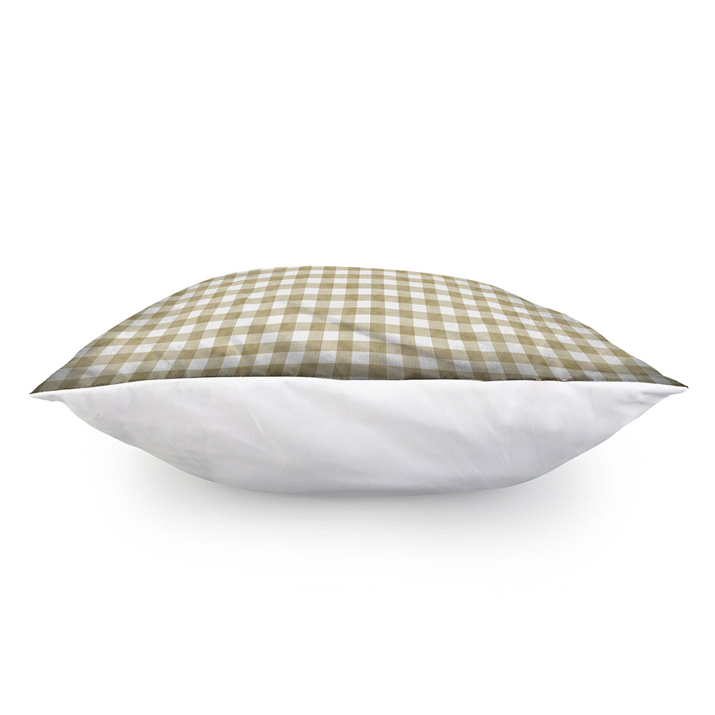 Beige And White Gingham Pattern Print Pillow Cover