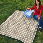 Beige And White Gingham Pattern Print Quilt