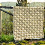 Beige And White Gingham Pattern Print Quilt