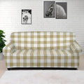 Beige And White Gingham Pattern Print Sofa Cover