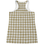 Beige And White Gingham Pattern Print Women's Racerback Tank Top