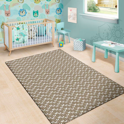 Beige And White Knitted Pattern Print Area Rug