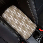 Beige And White Knitted Pattern Print Car Center Console Cover