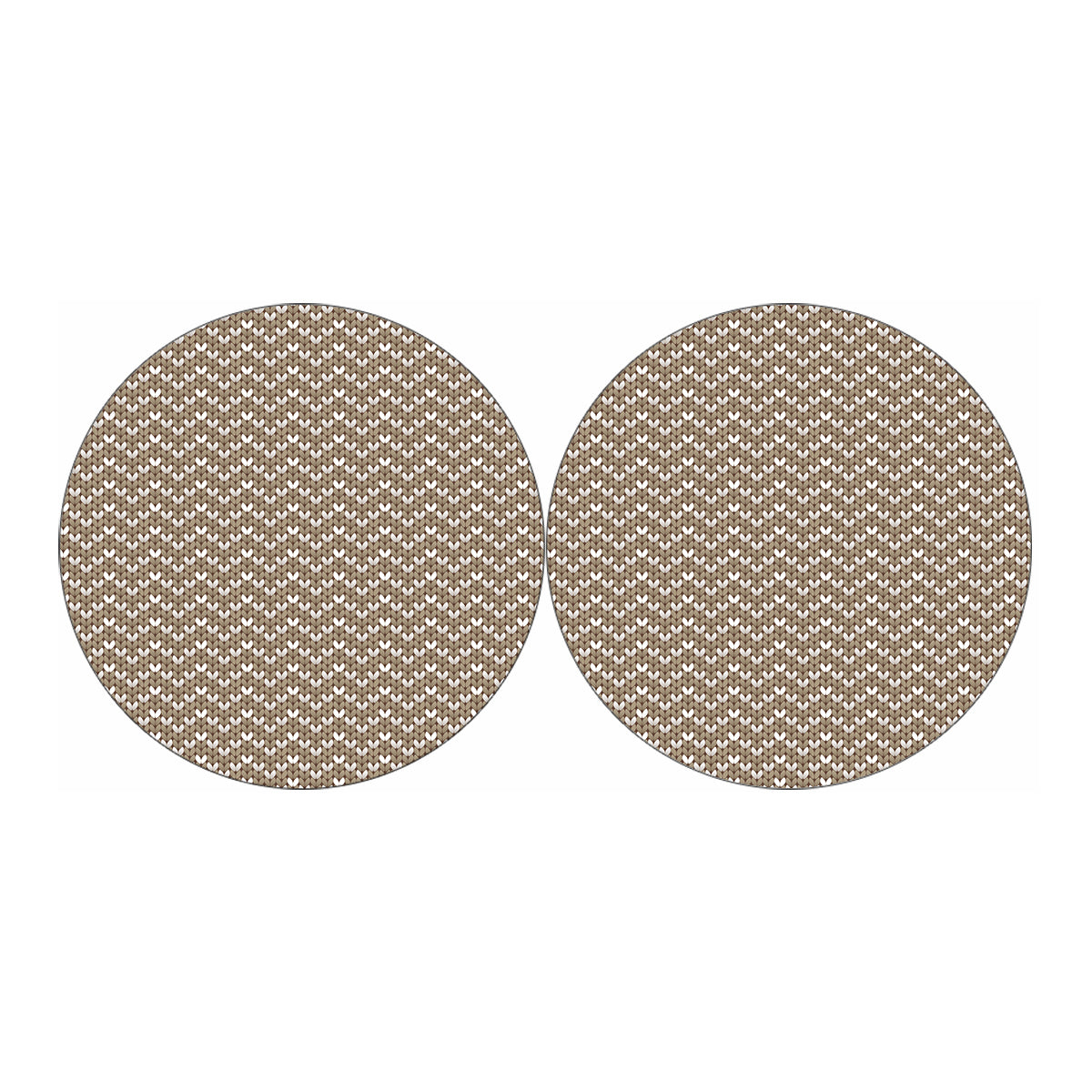 Beige And White Knitted Pattern Print Car Coasters