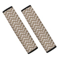 Beige And White Knitted Pattern Print Car Seat Belt Covers