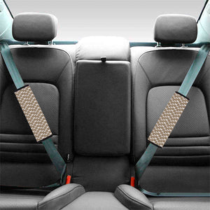 Beige And White Knitted Pattern Print Car Seat Belt Covers