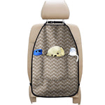 Beige And White Knitted Pattern Print Car Seat Organizers