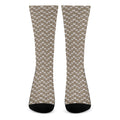 Beige And White Knitted Pattern Print Crew Socks