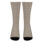 Beige And White Knitted Pattern Print Crew Socks