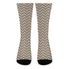 Beige And White Knitted Pattern Print Crew Socks