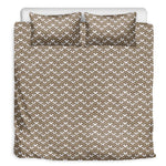 Beige And White Knitted Pattern Print Duvet Cover Bedding Set
