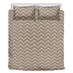 Beige And White Knitted Pattern Print Duvet Cover Bedding Set