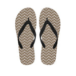 Beige And White Knitted Pattern Print Flip Flops