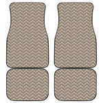 Beige And White Knitted Pattern Print Front and Back Car Floor Mats