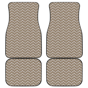 Beige And White Knitted Pattern Print Front and Back Car Floor Mats