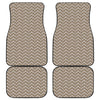 Beige And White Knitted Pattern Print Front and Back Car Floor Mats