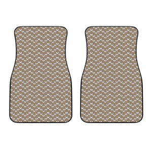 Beige And White Knitted Pattern Print Front Car Floor Mats