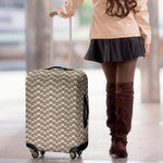 Beige And White Knitted Pattern Print Luggage Cover