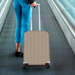 Beige And White Knitted Pattern Print Luggage Cover