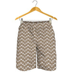 Beige And White Knitted Pattern Print Men's Shorts