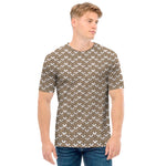 Beige And White Knitted Pattern Print Men's T-Shirt