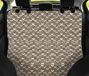 Beige And White Knitted Pattern Print Pet Car Back Seat Cover