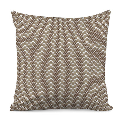 Beige And White Knitted Pattern Print Pillow Cover