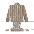 Beige And White Knitted Pattern Print Pullover Hoodie
