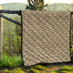 Beige And White Knitted Pattern Print Quilt