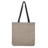 Beige And White Knitted Pattern Print Tote Bag