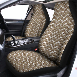 Beige And White Knitted Pattern Print Universal Fit Car Seat Covers