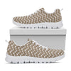 Beige And White Knitted Pattern Print White Sneakers