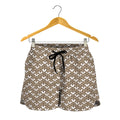 Beige And White Knitted Pattern Print Women's Shorts