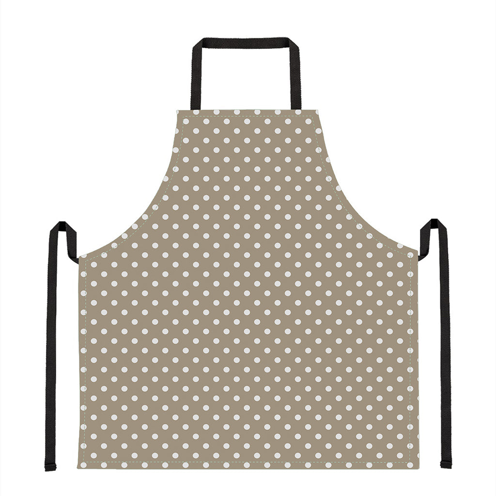 Beige And White Polka Dot Pattern Print Apron
