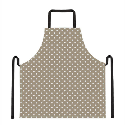 Beige And White Polka Dot Pattern Print Apron