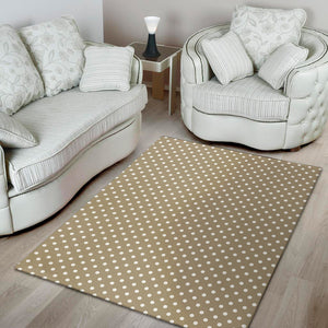 Beige And White Polka Dot Pattern Print Area Rug