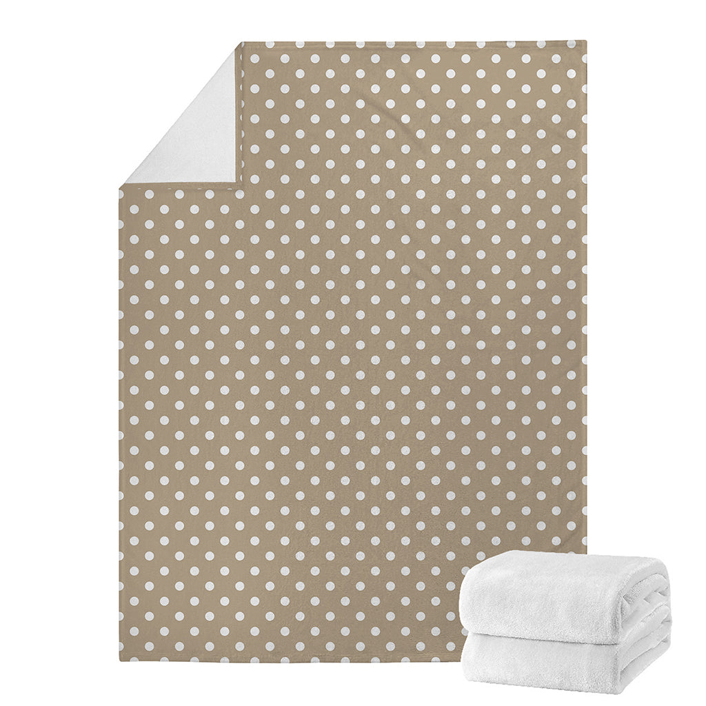 Beige And White Polka Dot Pattern Print Blanket