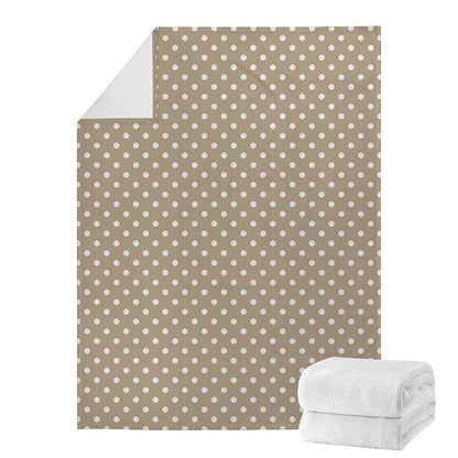 Beige And White Polka Dot Pattern Print Blanket