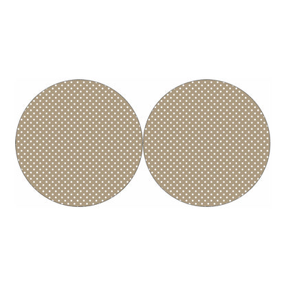 Beige And White Polka Dot Pattern Print Car Coasters