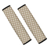 Beige And White Polka Dot Pattern Print Car Seat Belt Covers