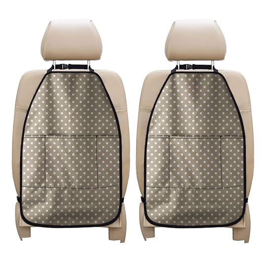 Beige And White Polka Dot Pattern Print Car Seat Organizers