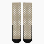 Beige And White Polka Dot Pattern Print Crew Socks