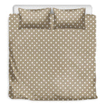 Beige And White Polka Dot Pattern Print Duvet Cover Bedding Set