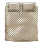 Beige And White Polka Dot Pattern Print Duvet Cover Bedding Set