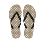 Beige And White Polka Dot Pattern Print Flip Flops