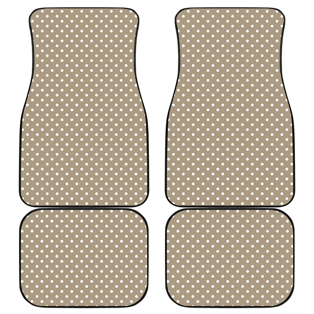 Beige And White Polka Dot Pattern Print Front and Back Car Floor Mats