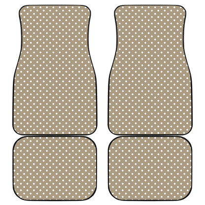 Beige And White Polka Dot Pattern Print Front and Back Car Floor Mats