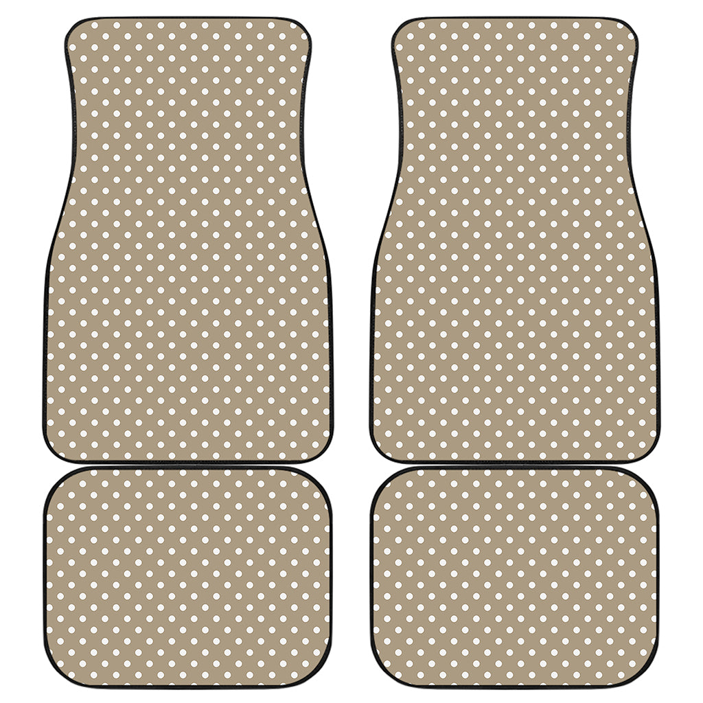 Beige And White Polka Dot Pattern Print Front and Back Car Floor Mats