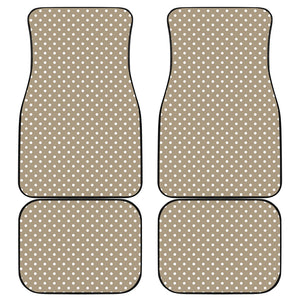 Beige And White Polka Dot Pattern Print Front and Back Car Floor Mats